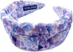 Тъканена цветна лента за коса с лилави сгъвки