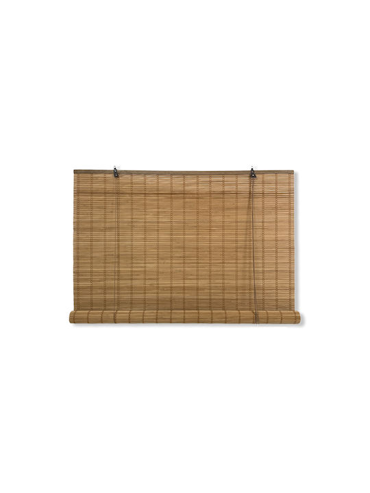 Bamboo Blind with Roll-Up Mechanism Brown Honey (80%) Real Bamboo 60x150cm