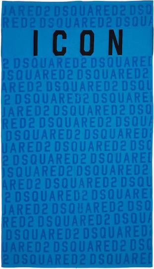 Dsquared2 Icon Logo Print Beach Towel Cotton Blue 180x90cm.
