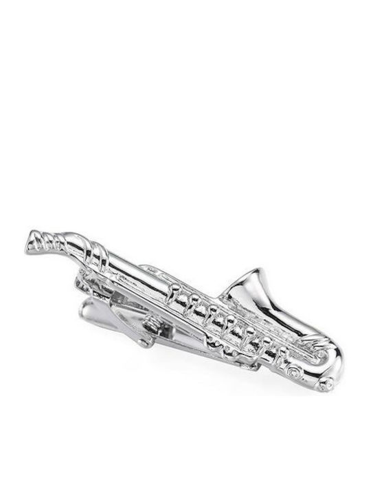 Silberner Saxophon-Krawattenhalter