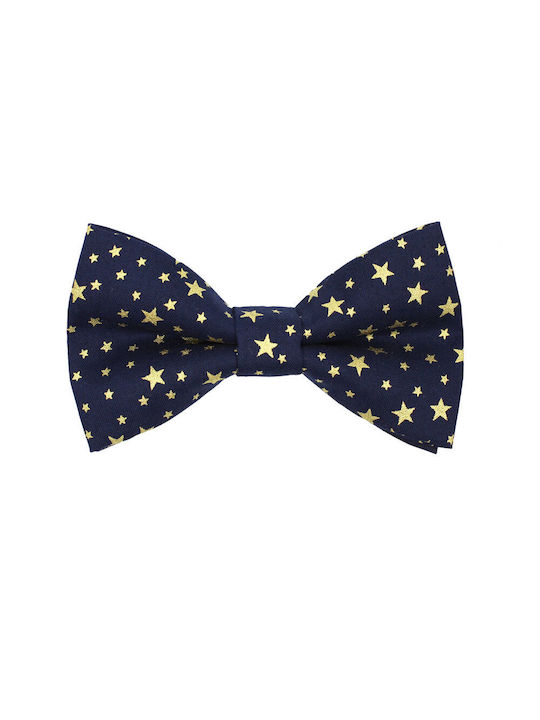 Handmade Christmas Children's Bow Tie Blue Navy Gold Stars 7 to 14 Years - 4276