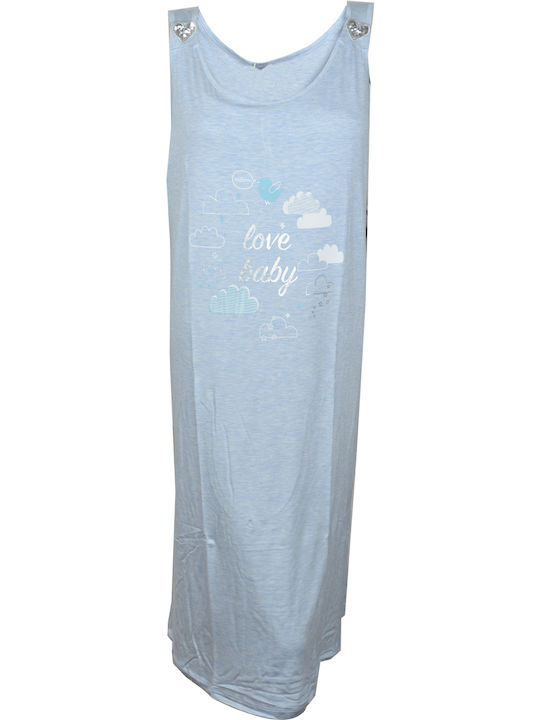 Breastfeeding nightwear in light blue 5509