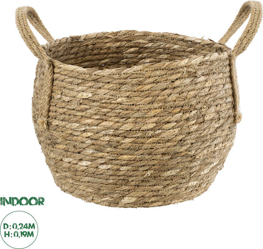 GloboStar PAROS Κασπώ Ψάθινο Μπεζ με Βάση 24x24x19εκ.