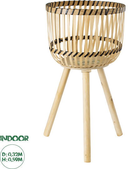 GloboStar Artificial Garden Folegandros Planter Wicker Beige with Stand 32x32x59cm.