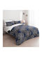 Charalambidis Textiles Ντάλια Κουβερλί Υπέρδιπλο από Βαμβάκι & Πολυεστέρα Μπλε 220x230cm