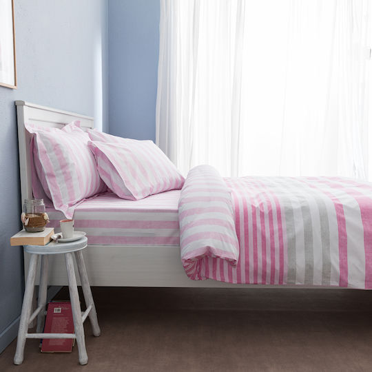 Charalambidis Textiles Iris Tagesdecke Einzelbett aus Baumwolle & Polyester Rosa 160x230cm