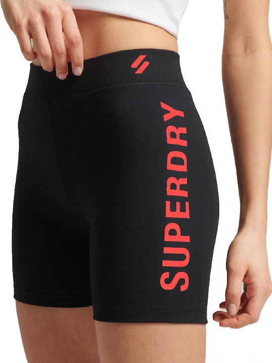 Superdry Code Core Cycle Short Ausbildung Frauen Kurze Hosen Leggings Hochgeschnitten Schwarz