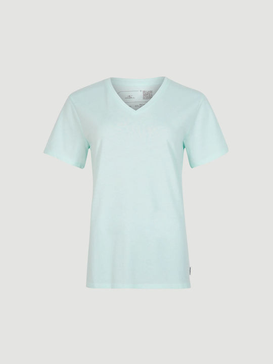 O'neill Women's Summer Blouse Cotton Short Sleeve with V Neckline Light Blue