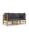 Two-Seater Sofa Outdoor Bamboo with Pillows 130x65x65cm