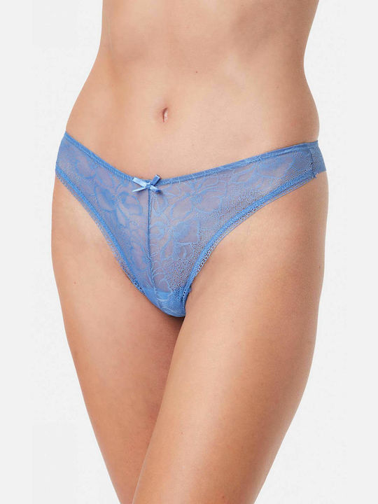 Minerva Cotton Women's Brazil with Lace Light Blue