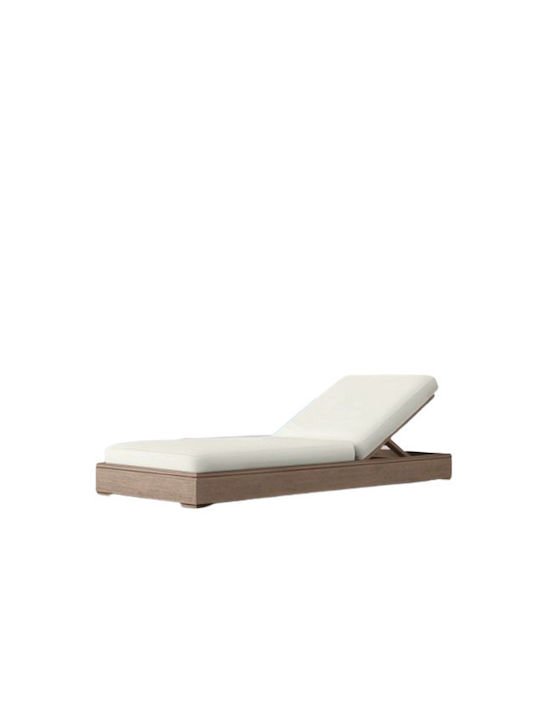 Sunbed Single Sienna Wooden with Cushion Brown 200x63x23cm.