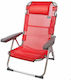 Small Chair Beach Aluminium with High Back Red 48x60x90cm.