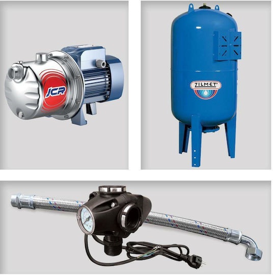 Pedrollo MONTAGE JCRm 2C + Single Phase Water Pressure Pump with Vertical 80 Litre Container 1hp