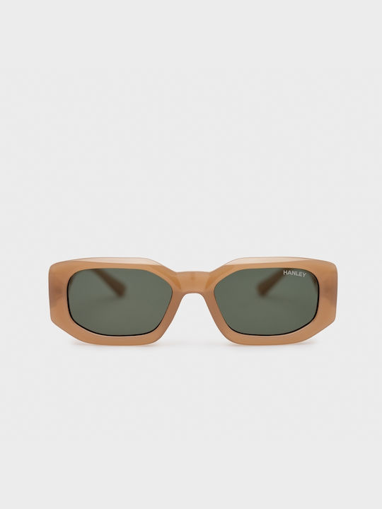 Hanley Olsen Sonnenbrillen mit Crystal Tea Rahmen und Grün Polarisiert Linse