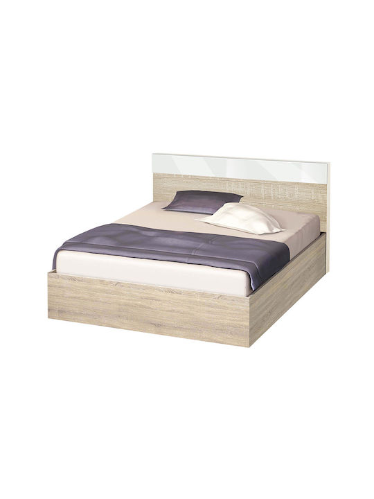 High Bett Halbdoppelbett Sonoma / Glossy White für Matratze 120x190cm