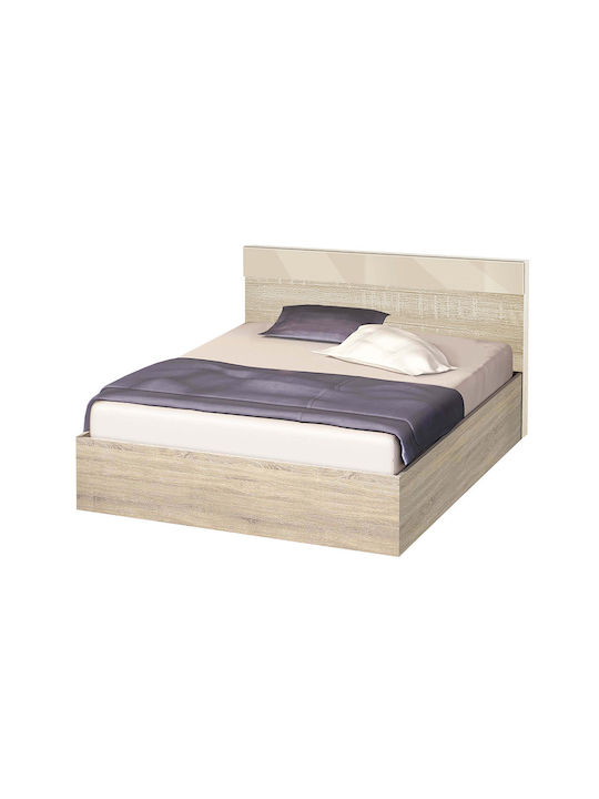 High Κρεβάτι Μονό Ξύλινο Sonoma / Κρεμ Γυαλιστερό για Στρώμα 90x200cm