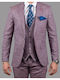 Dezign Men's Suit with Vest Slim Fit Purple