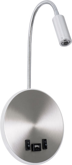 GloboStar Goose Modern Lumină de Perete cu LED Integrat și Lumină Alb Natural Argintiu 15.5x30.5cm