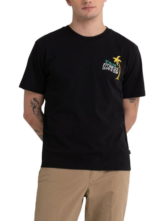 Franklin & Marshall Ανδρικό T-shirt Μαύρο με Στάμπα