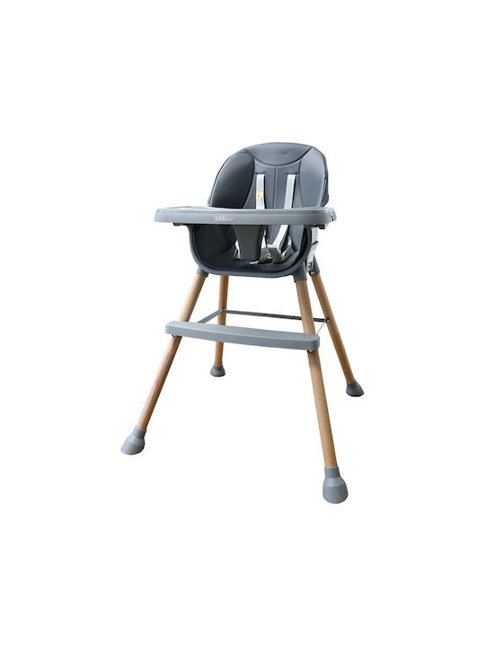 Bbluv Grow Scaun de masă pentru bebeluși 2 în 1 cu cadru din lemn și scaun din piele sintetică Gri