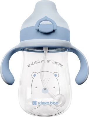 Kikka Boo Baby & Kleinkind Becher mit Griffen und Strohhalm Bear With Me Blau 1Stück 300ml für 6m+m+