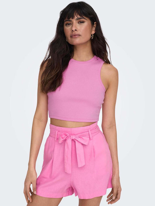 Only Women's Summer Crop Top Cotton Sleeveless Pink