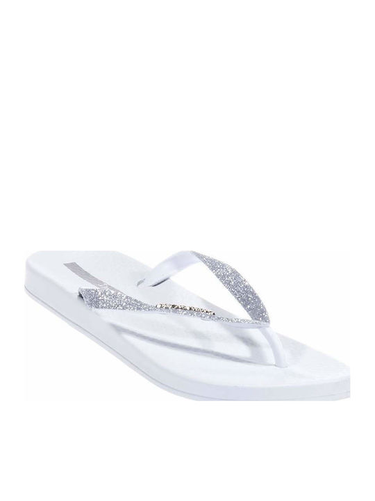 Ipanema Lolita Glitter Flip Flops In Silver Colour