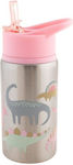 Stephen Joseph Kids Stainless Steel Water Bottle with Straw Pink 532ml