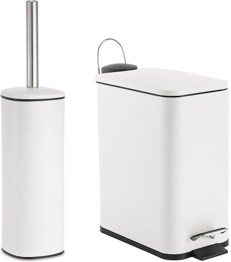 Vesta Metallic Toilet Brush and Basket Set Soft Close 5lt White