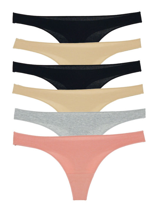 Women's String MultiPack Black/Grey/Beige/Pink