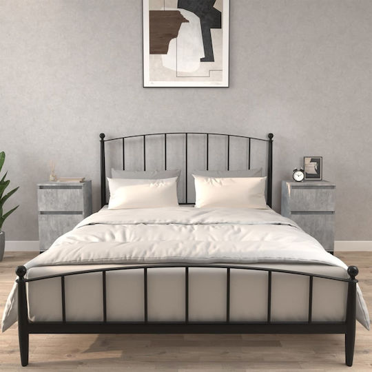 Комоди Дървени с Метални Крака Сив бетон 2бр 40x35x70см
