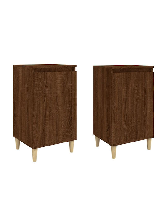 Wooden Bedside Tables 2pcs Brown Oak 40x35x70cm