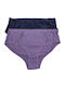 Βαμβακερά Women's Slip 2Pack with Lace Purple/Blue