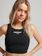 Superdry Code Core Damen Sportliches Crop Top Ärmellos Schwarz