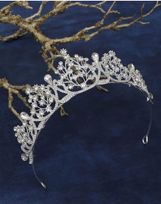 Tiara de mireasă pentru păr cu strass de culoare argintie 4624