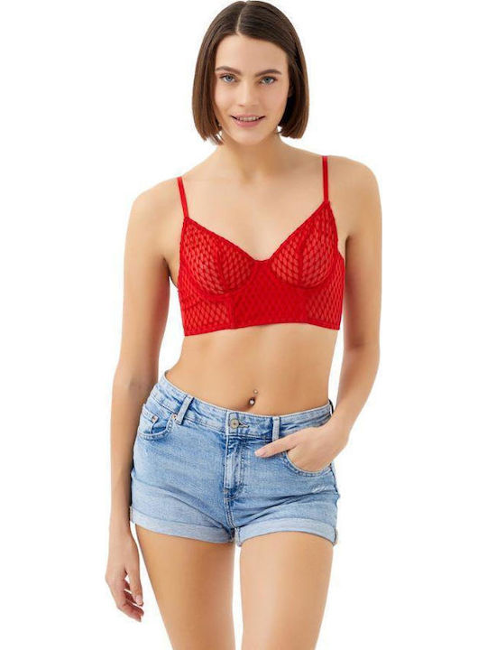 CottonHill Women's Bralette Bra Red