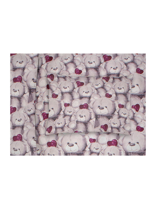 Dimcol Teddy Bear 536 Față de pernă pentru bebeluși din 100% bumbac Violet 35x45cm