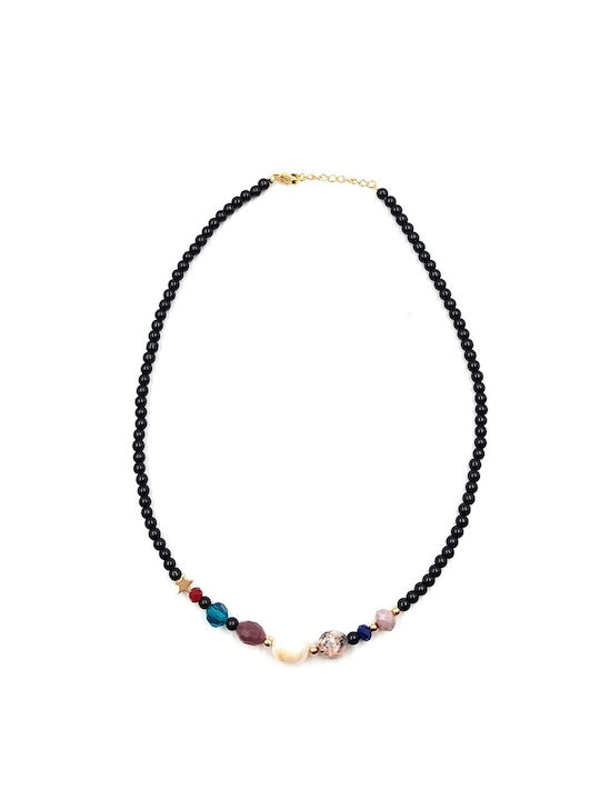 Women's Necklace with Black Beads