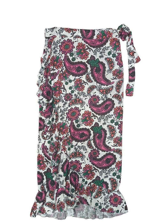 SW Exclusive Fustă maxi floral pentru femei SW Exclusive alb - alb