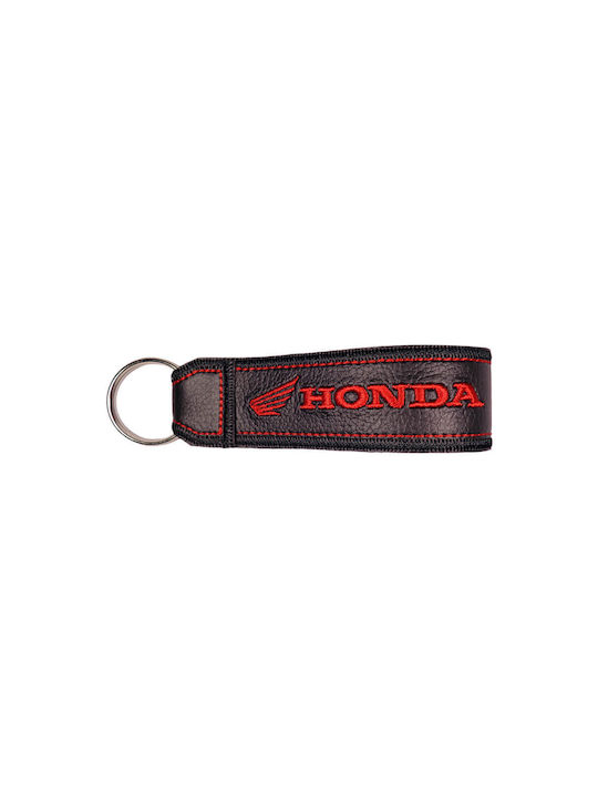 Leder Schlüsselanhänger mit Honda Logo schwarz - rot