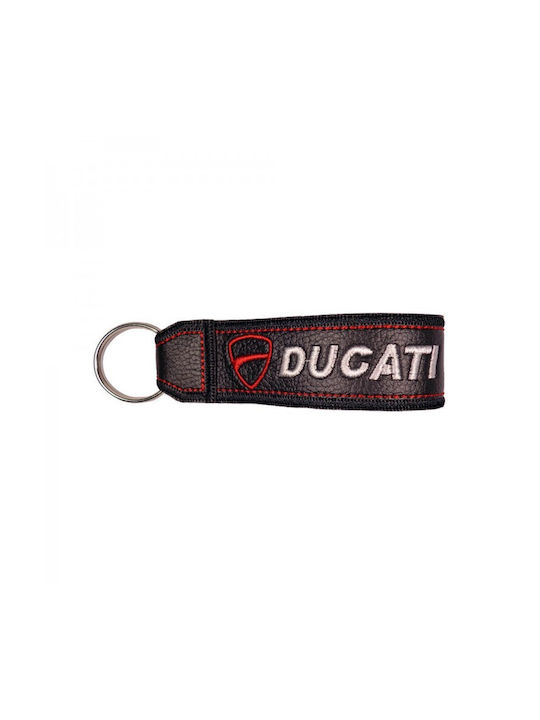 Μπρελόκ δερματίνη με λογότυπο Ducati μαύρο - λευκό - κόκκινο