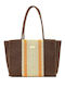 Doca Straw Beach Bag Brown with Stripes