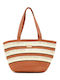 Doca Strandtasche Orange mit Streifen