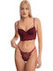 Koza Lace Underwear Set with Bralette & Slip Burgundy