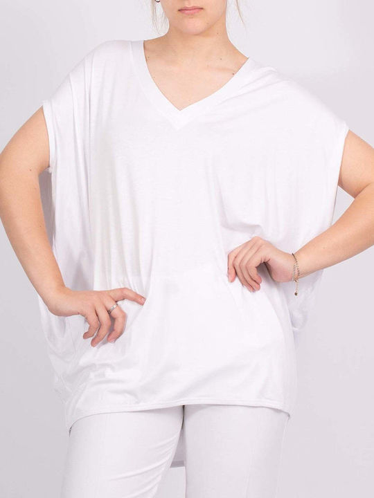 Bluză V Oversized White