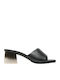 Mules with Chunky Low Heel in Black Color