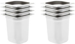 vidaXL Stainless Steel Gastronorm GN1/6 H200mm 8pcs vidaXL Stainless Steel Gastronorm GN1/6 H200mm 8pcs