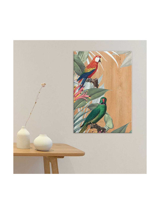 Ango Parrots Wooden Painting 42x30cm