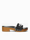 Parker Leather Women's Flat Sandals in Black Color