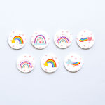 Wooden badges Retro Rainbow / 8pcs